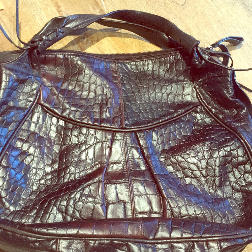 Genuine Crocodile brown hobo purse